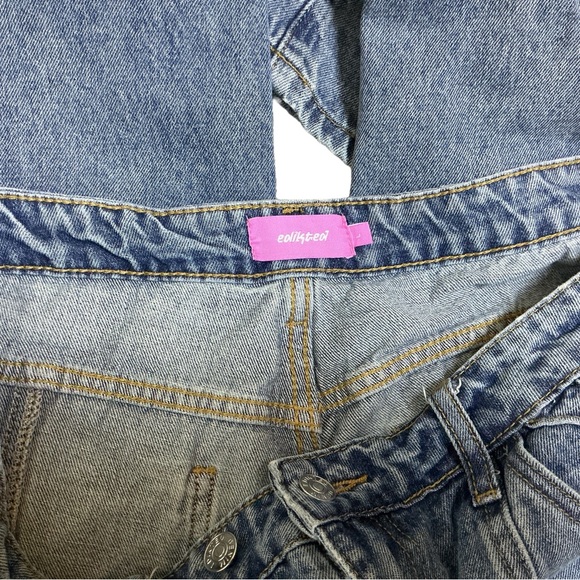 Edikted High Rise Straight Leg Jeans Medium Wash Seam Detail Size Large - Picture 3 of 6